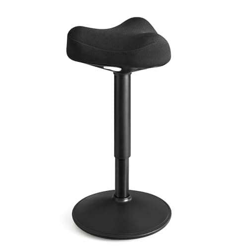SONGMICS Tabouret Dynamique, Tabouret Assis-Debout, Siège Bascule à 360°, Hauteur Réglable 58-83 cm, Large Socle, avec Patin Antidérapant, Style Moderne, Noir OSC008B01