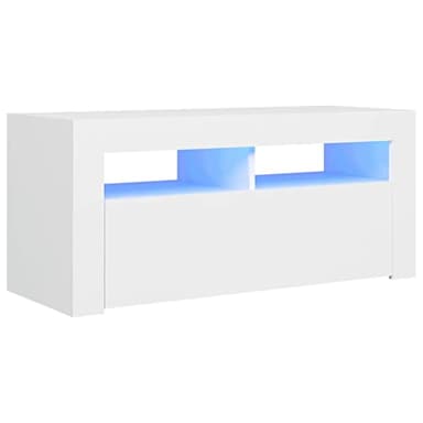 vidaXL Meuble TV avec Lumières LED, Armoire de Télévision, Meuble Télé de Salon, Armoire Basse Salle de Séjour Intérieur, Moderne, Blanc
