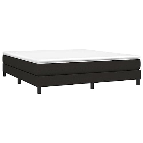 vidaXL Cadre à sommier tapissier en Tissu Noir 160 x 200 cm, lit, Meuble de Couchage, sommier tapissier, Cadre de lit, lit Double, sommier tapissier, Lits, berceaux