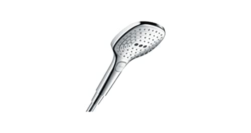 hansgrohe Raindance Select E - Pommeau de douche 3 types de jet, Douchette à main carré (diamètre 120 mm), Chromé, 26520000