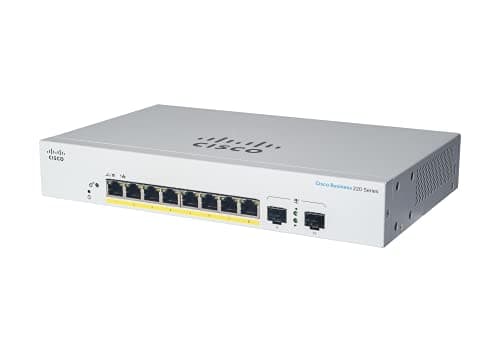 Cisco Commutateur Intelligent Business CBS220-8T-E-2G | 8 Ports GE | Ports Small Form-Factor Pluggable (SFP) 2 x 1G | Garantie matérielle limitée de 3 ans (CBS220-8T-E-2G-EU)