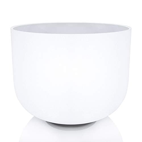 440Hz 20CM Blanc Bol Chantant En Cristal De Quartz Blanc Givré Avec Bol Chantant Chakra Racine Ensemble De Joints Toriques Et Maillet Inclus Relaxation Méditation (20CM, Ton C)