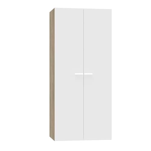 Muebles Pitarch | Armoire de Chambre 2 Portes, Blanc et Chêne Cambrian, 180x79x52 cm (hauteur x largeur x profondeur), Meuble Auxiliaire Moderne, Collection Tibet