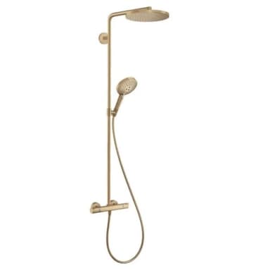 hansgrohe Raindance Select S - Colonne de douche avec mitigeur thermostatique, douche pluie 240mm avec robinet, douchette, support, flexible, barre et douche de tête ronde, Bronze Brossé, 27633140
