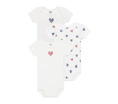 Petit Bateau A0CXD Bodies Us Manches Courtes, Variante 1, 24 Mois (Lot de 3) Bébé_Fille