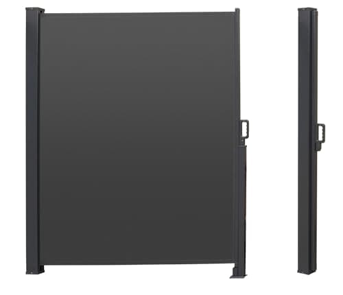Canopée Paravent Extérieur Rétractable Gris - Store Latéral Aluminium Vertical Anthracite - Brise Vue pour Jardin, Balcon, Auvent Retractable pour Terrase (Gris, 160 x 300cm)