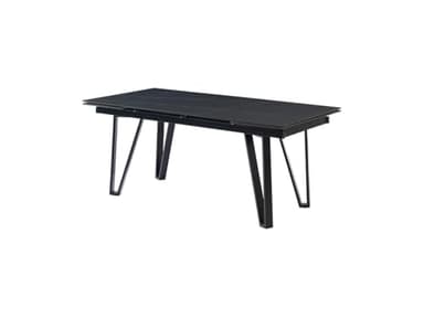Vente-unique - Table à Manger Extensible 6 à 10 Personnes en céramique et métal - Effet marbre Noir - SARINO