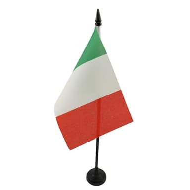 AZ FLAG - Drapeau De Table Italie - 15x10 cm - Mini Drapeau Italien De Bureau 100% Polyester Avec Hampe De 25cm Et Socle En Plastique Noir
