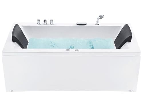 Baignoire d'Angle Droit Balnéo Blanche Rectangulaire 2 places avec Leds Varadero