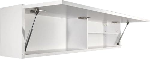 Milionmeblicom Armoire de Salle de Bain Meuble Modèle Laura Suspendue 30 x 120 x 23 cm Blanc Mat Pliable Murale Commode Moderne Chambre de Rangement Compartiments, Portes Télescopiques