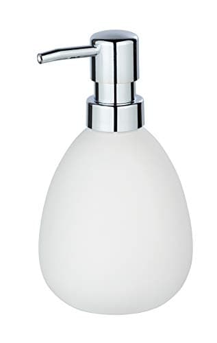 WENKO Distributeur de Savon Polaris Blanc Mat céramique - Distributeur de Savon Liquide Capacité: 0.39 l, Céramique, 9.5 x 16 x 9 cm, Blanc