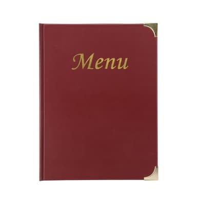 SECURIT - Porte-Menu Basic Line - 4 Inserts Fixes Double Face = 8 Pages A4 - Pour Café, Bar, Restaurant - PVC - Coloris Rouge Bordeaux