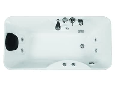 Vente-unique - Baignoire balnéo blanche - 1 place - 140L - 150 x 75 x 54,5 cm - Angle droit - GAVINO