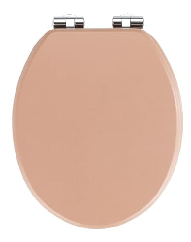 WENKO Abattant WC Cuero Beige, abattant WC avec frein de chute, en MDF exempt de pores résistant à l'humidité, fixation en zinc inox moulé sous pression, 35,5 x 42,5 cm, Beige