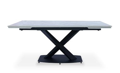 Menzzo Table Extensible Moderne Valorane Céramique Effet marbre Gris Pieds Noir