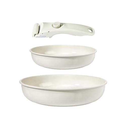 GiPP Set de Casseroles et Poêles en Céramique Antiadhésif - 3 Pièces avec Poignées Détachables, Sans Produits Toxiques, Compatible Induction, Four et Lave-vaisselle