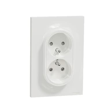 Schneider Electric S521089 Double prise de courant avec terre 2P+T Odace 230 V Blanc
