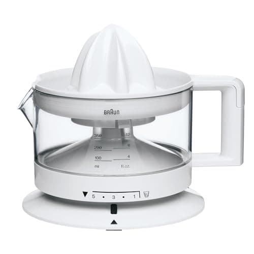 Braun Presse Agrume Electrique CJ3000WH, Bol 350 ml, 20 W, Jus d'Orange, Citron, Pamplemousse, Blanc