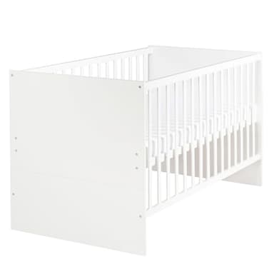 roba Lit Bébé Évolutif Anton - 70 x 140 cm - Convertible en Lit Enfant - Réglable en Hauteur - Coins de Conversion Incluses - 3 Barreaux Amovibles - Blanc