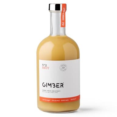 GIMBER N°2 700 ml Brut – Concentré de gingembre bio | 50% de sucre en moins | Sans alcool et naturel | Boisson bio à base de gingembre, de yuzu et de thym citronné premium pour boissons et cocktails