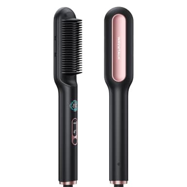 Wavytalk Brosse Lissante pour Cheveux, Fer à Lisser Ionique et Brosse à Cheveux 2 en 1, Lisseur Brosse en Céramique Anti-Brûlure avec Affichage, Double Tension (100-240V), Prise EU