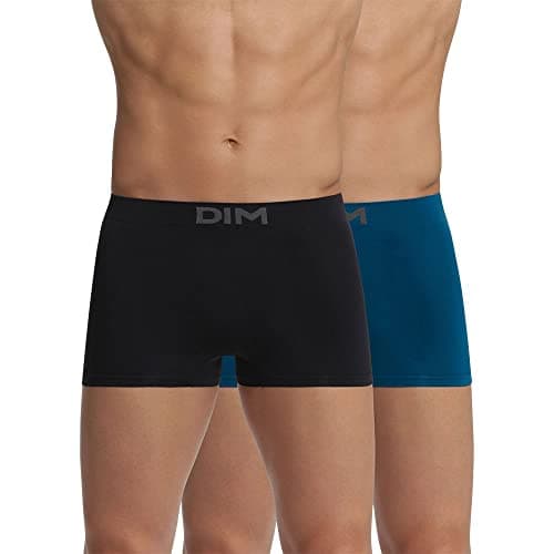 DIM Boxer Homme Seamless Micro x2, Bleu Minuit/Noir, L