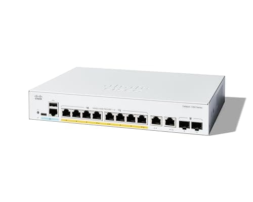 Cisco Commutateur administrable Cisco Catalyst 1300-8P-E-2G, 8 Ports GE, PoE, alim. Externe, Ports combinés 2x1GE, Garantie limitée à Vie (C1300-8P-E-2G)