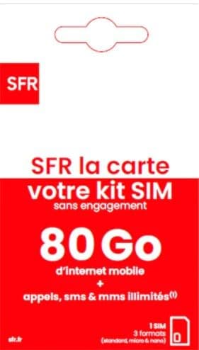 Nouveau SFR la Carte 80GO d’Internet + Appels, SMS et MMS illimités, sans Abonnement.