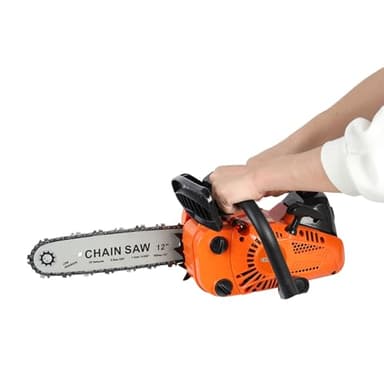 PERZOE Tronconneuse Thermique, 25.4cc Elagueuse tronçonneuse à l'essence 1,4HP avec Lame 9 '', Démarreur Easy-Start, Système Anti-Vibration, Inclus la Protection de La Lame et Le Kit Orange