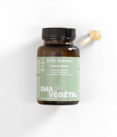 Omega 3 Dha Vegan Huile d'Algues 30 Gélules - Pour Grossesse, Bien-Être Bébé, Post-Partum - 250mg par Gélule - Complément Femme Acide Gras Oméga 3 Pur et Stable - Fabriqué en France - Jolly Mama