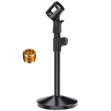 Pied de Micro, Ohuhu Pied Micro Avec pince Réglable à 180°, Adaptateur Métallique 5/8" mâle à 3/8" Femelle, Support Micro compatible Avec Blue Yeti, Snowball et Autres Micros