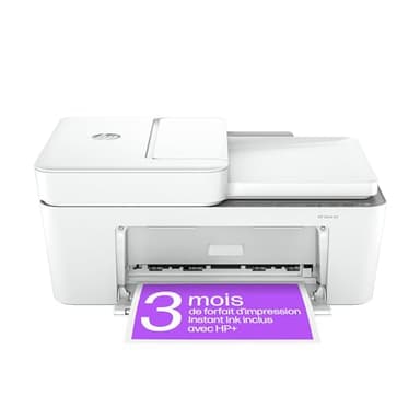 HP DeskJet 4220e, Imprimante multifonction, Instant Ink 3 mois inclus, Jet d'encre, A4, Couleur, Recto verso manuel, 8,5 ppm, Wi-Fi, ADF, Fax mobile, Blanche