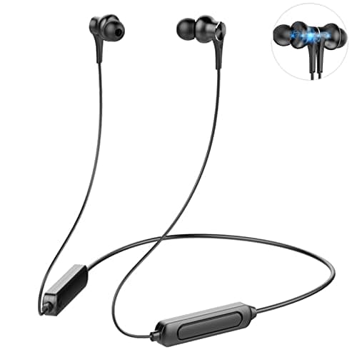 iTauyees Écouteurs Bluetooth 5.0 Sport, Intra-Auriculaires sans Fil Type Tour de Cou, Magnétique avec Microphone pour iOS Android, Noir