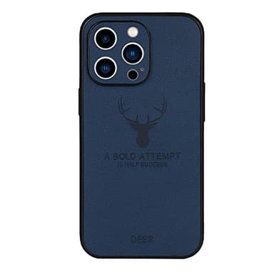 GOBY Coque en Cuir PU pour iPhone 14 Pro Max, Rétro en Cuir PU de Luxe, Poignée Antidérapante Souple Pare-Chocs Flexible Antichoc Housse de Protection Complète pour iPhone 14 Pro Max 2022 (LU-Bleu)
