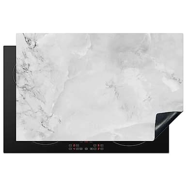 KitchenYeah© Protege Plaque Tapis Pour Induction 80x52 cm Deco Cuisine Protection Vitrocéramique Pour Cuisiniere Marbre - Pierre - Blanc - Gris - Aspect marbre