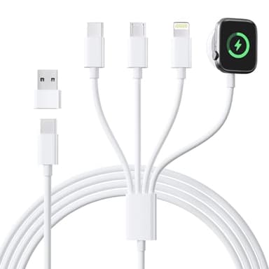 Chargeur Apple Watch, 4 en 2 Cable Apple Watch Chargeur Montre Apple Watch USB C Chargeur iWatch Apple avec Lightning/USB C/iWatch/Micro pour Apple Watch Serie 9/8/7/6/5/4/3/Ultra, iPhone 15/14