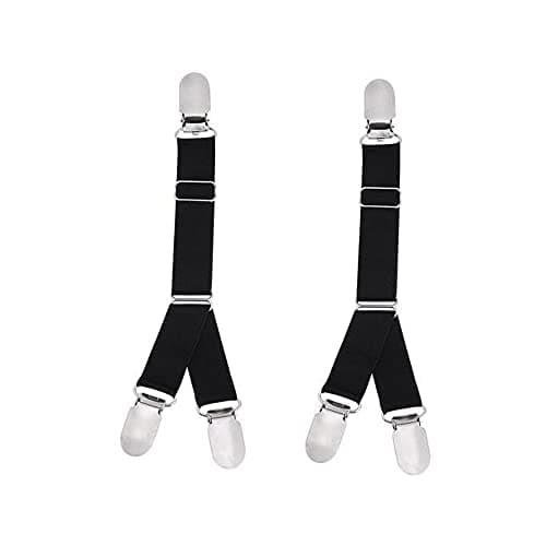 1 Paire réglable élastique Y-Style Bas Clip Porte-Jarretelles Porte-Jarretelles Ceinture Chemise Chaussette Reste Titulaire avec Fermoir en métal (Noir)