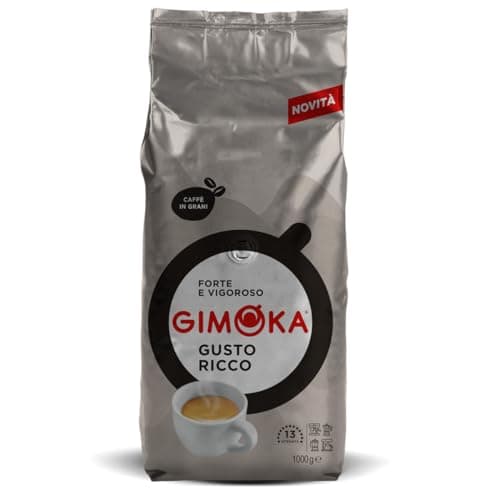 Gimoka - Café en grains - Mélange GUSTO RICCO - 1 Kg - Intensité 13 - Fabriqué en Italie