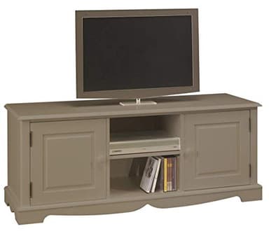 ACTUAL DIFFUSION Windsor Meuble TV HiFi Taupe 2 Portes 2 Niches, pin, 46x143x55,5 cm