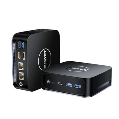 FUNYET Mini PC Lake-N95 (fino a 3.4 GHz), 16GB RAM 512GB SSD Mini Desktop, Micro PC Computer, Supporto 3.0" SATA SSD, WiFi 5, BT4.2, USB3.2 DP 4K UHD DC HDMI（Noir）