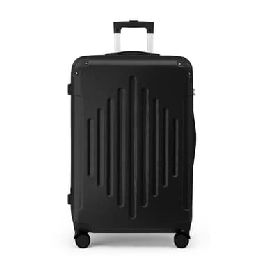 LALAHO Valise Grande Taille Rigide en ABS, 4 roulettes Spinner, Coins Renforcés, Serrure à Combinaison, Poignée Télescopique - Bagage Soute (Noir, XL/75cm)