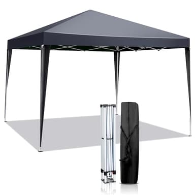 3x3m Tonnelle de Jardin Pliable Aluminium Imperméable Tente de Reception avec aux UV Pavillon Bleu Bâche PE Epaisse de env pour Fête Marriage Les Activités Commerciales (Dunkelgrau)