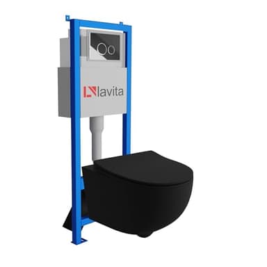 Lavita LAV 101 Élément mural pour WC 40 cm + évier mural suspendu sans bord + panneau de commande LAV 200.4.2 chromé | Kit complet | Réservoir de chasse encastré | WC complet