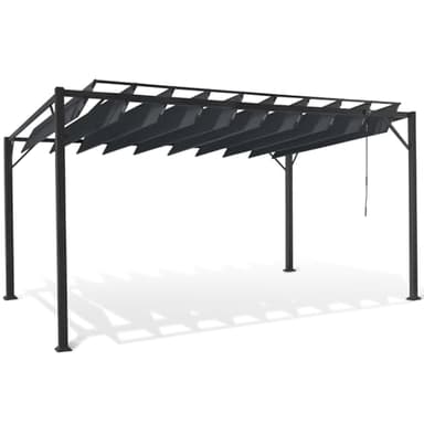 IDMarket - Pergola Lames orientables 3x4 M Gris Anthracite