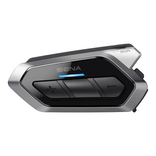 Sena 50R - Appareil Bluetooth à 3 Boutons pour Motos, Sound by Harman Kardon, Intercom Mesh Intégré, Haut-parleurs et Microphone Premium, Pack Double