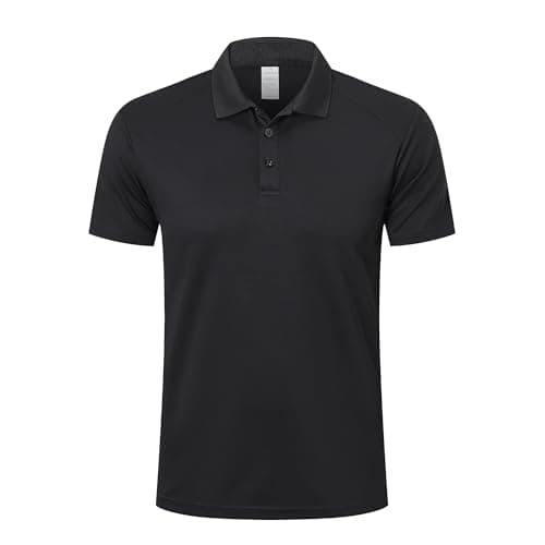 ZENGVEE 1er Pack Polo Homme Manches Courtes Golf Sport Respirant Séchage Rapide Tee Shirt Homme T-Shirts à Manches Courtes Rugby Travail T Shirt Running Outdoor Tshirt Loisirs 0428 Black 4XL