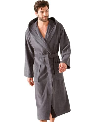 Morgenstern Sortie de Bain Homme 100% Coton Eponge Homme Capuche Gris foncé Taille XL