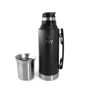TEMPERA Thermos à maté - 1L | Double Paroi Acier inoxydable, Sans BPA | Calebasse/Gobelet 240ml intégrée | Garde le chaud 24h, Froid 30h | Verseur de précision à gâchette | Maté - Thé - Café