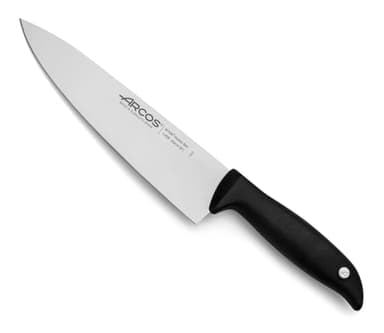 Arcos Couteau de Chef en Acier Inoxydable Nitrum – Manche Confortable en Polypropylène, Conception Innovante pour la Vie Quotidienne – Noir, Série Menorca