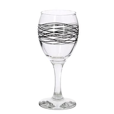 Reception 1618646 OT 6 Verres A Pied VIN 20.5CL SERPENTIN Noir, Transparent, 20,5 cl